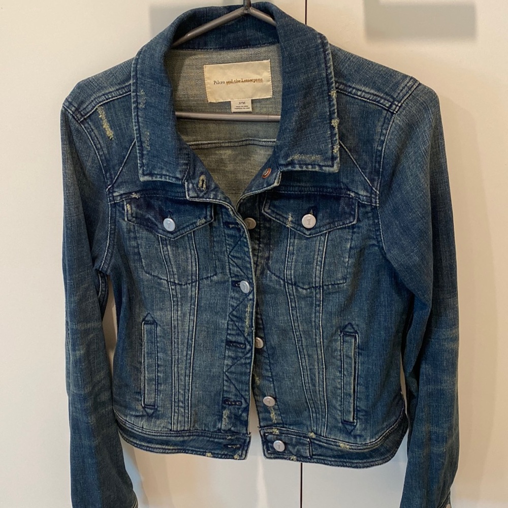 Distressed jean jacket
